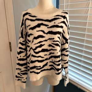 Bar lll black and white zebra print sweater